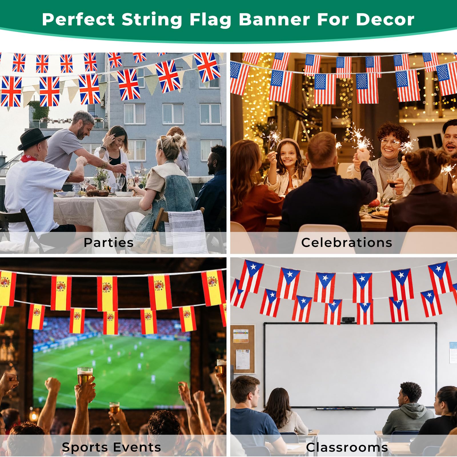 mflagperft Peru string flags in classroom setting