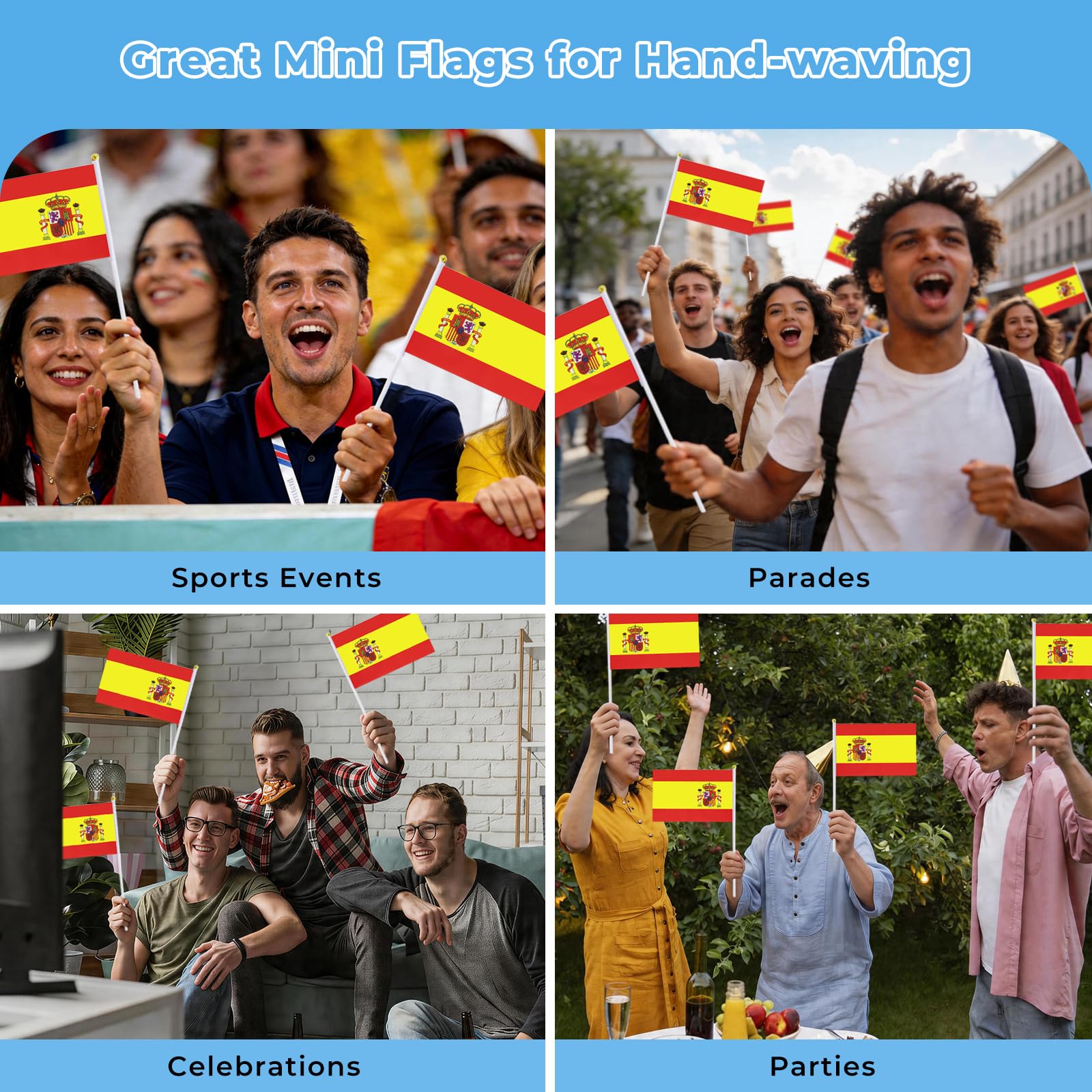 mflagperft Spain Flags arranged in a decorative vase