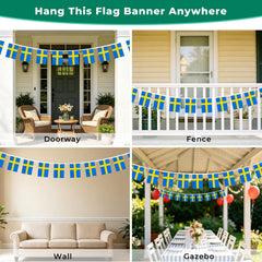 mflagperft Sweden Mini String Flags hanging on a fence