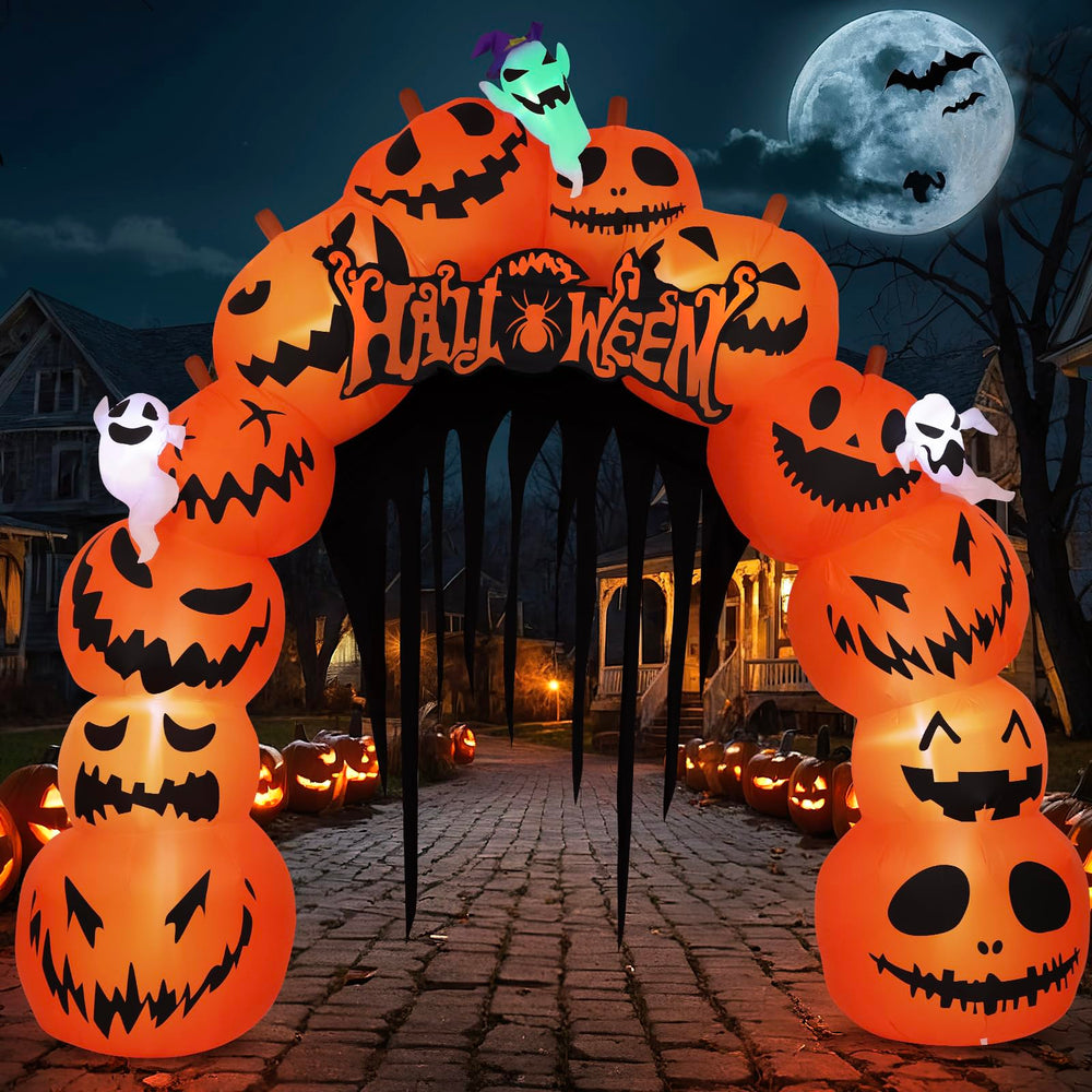 MGparty 10FT Halloween inflatable pumpkin archway front view