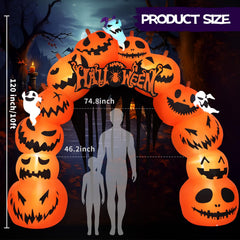 MGparty 10FT Halloween inflatable pumpkin archway in outdoor garden setting