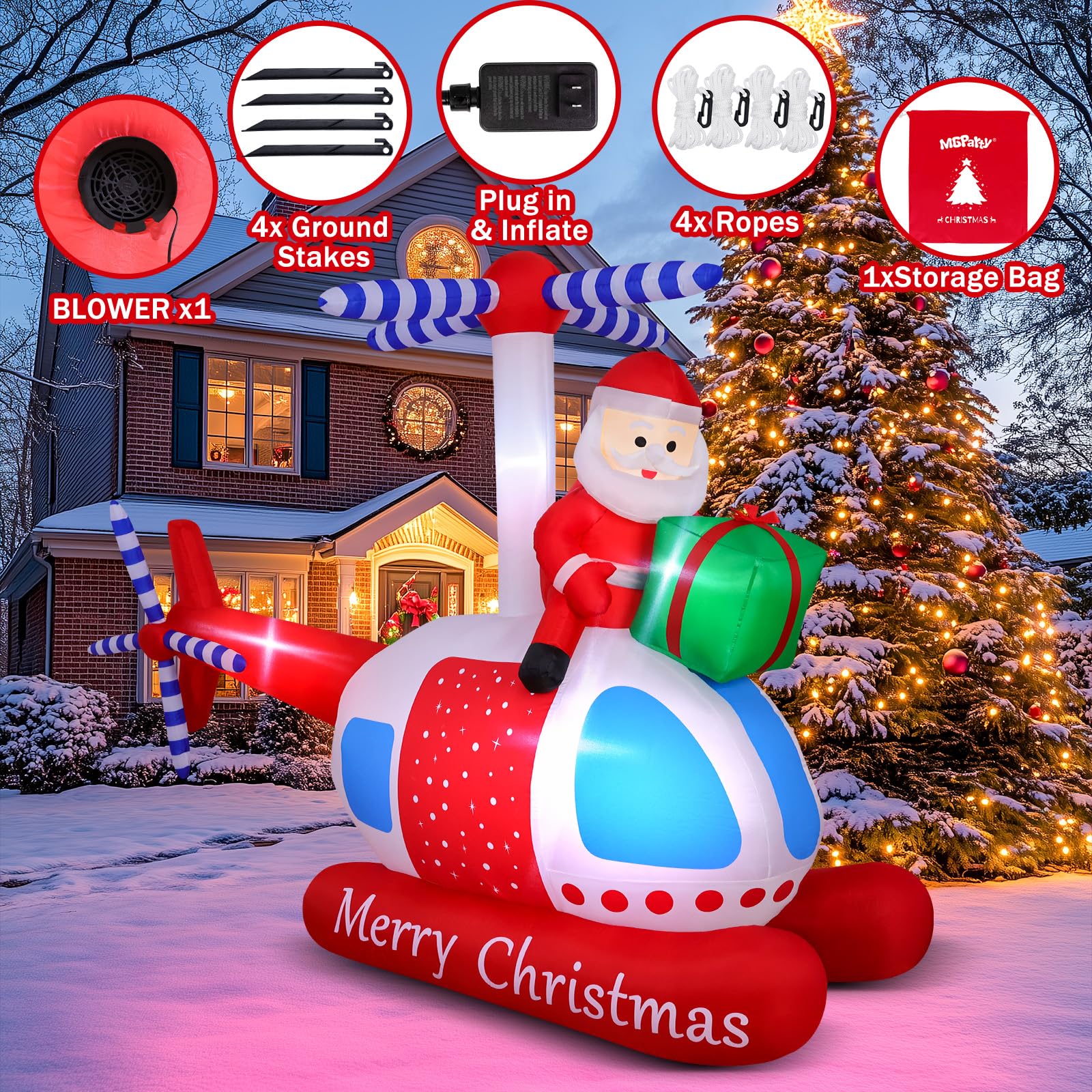 MGparty 9.7 FT Santa Helicopter Inflatable side view