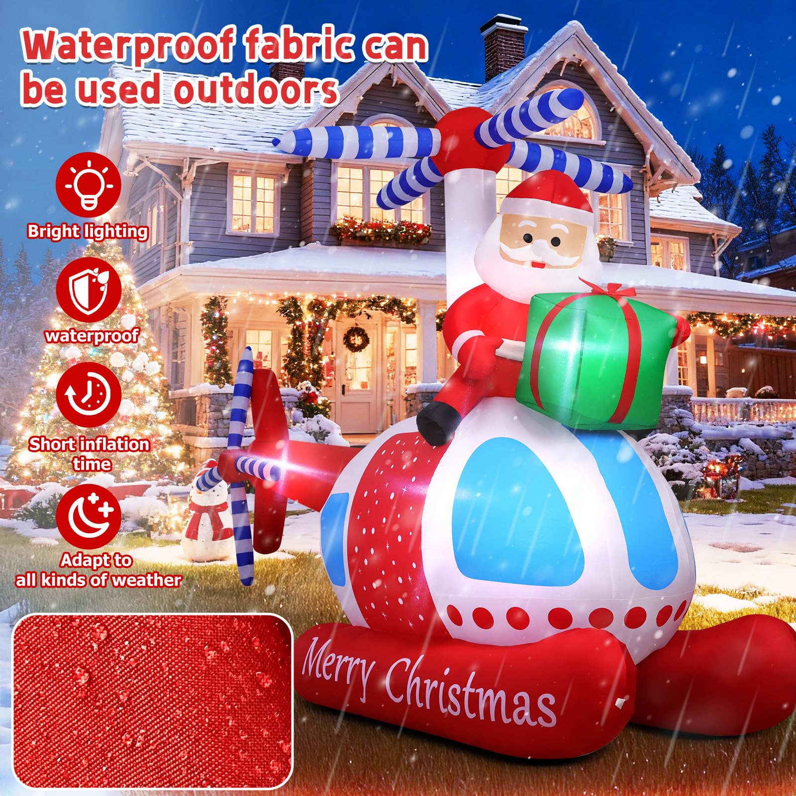 MGparty inflatable Santa helicopter close-up with gift