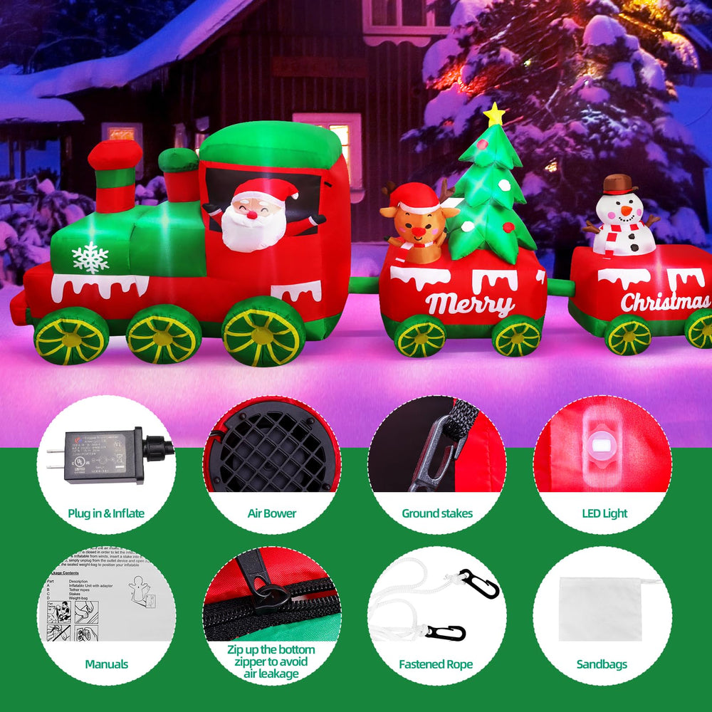 MGparty inflatable snowman and Christmas tree with train
