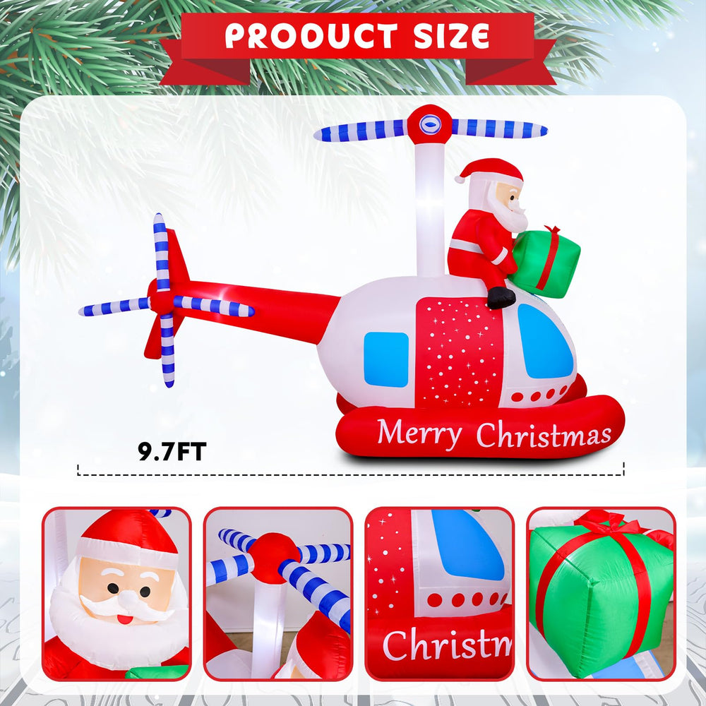 MGparty outdoor inflatable Santa helicopter in garden