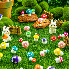 MGZTTHW Tiny Mushroom Figurines in a transparent storage box