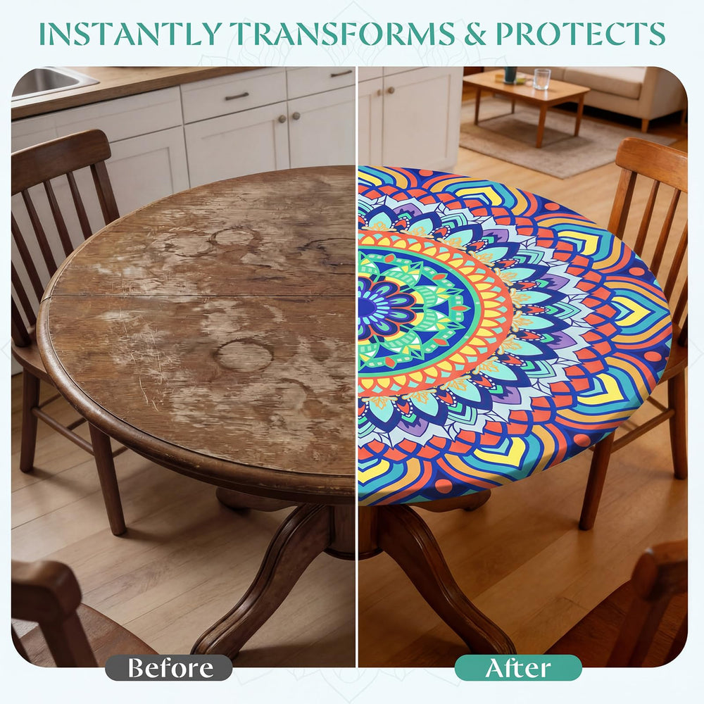 MHJY colorful round tablecloth folded for storage