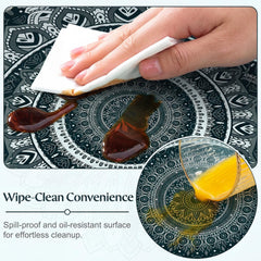 MHJY round tablecloth black circle design