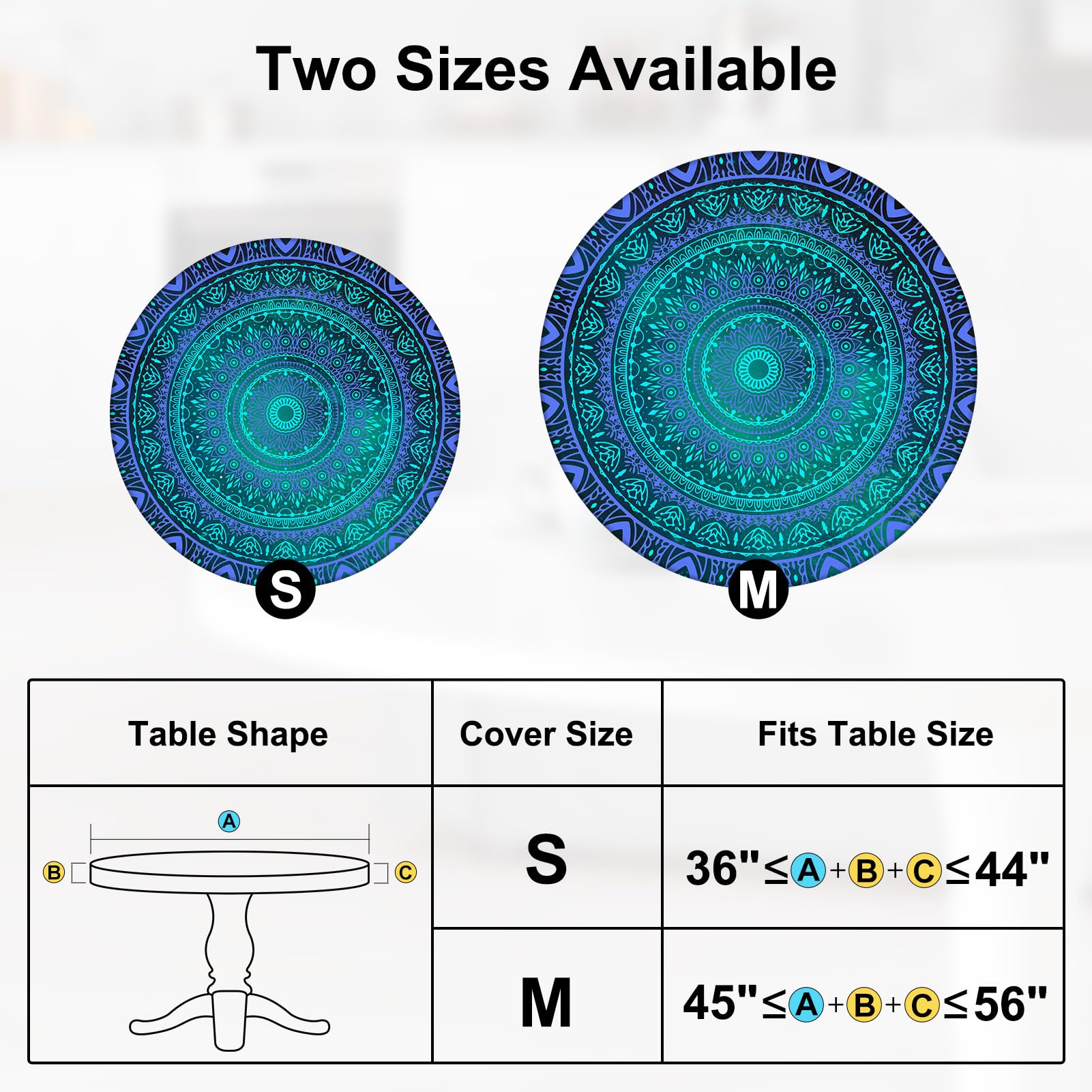 MHJY Round Tablecloth Blue Green detail for easy cleaning