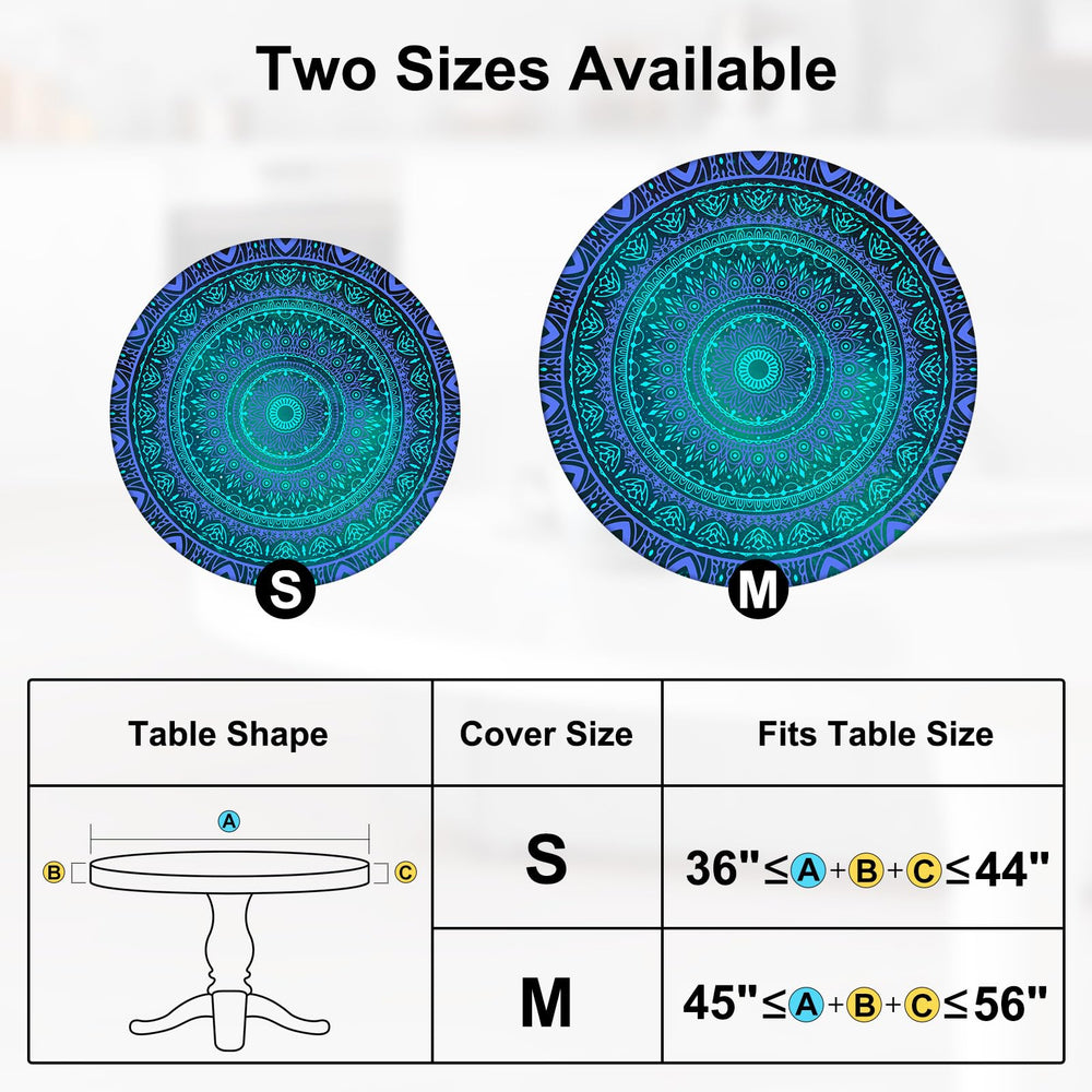 MHJY Round Tablecloth Blue Green detail for easy cleaning
