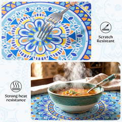 MHJY Round Tablecloth displayed with food setup