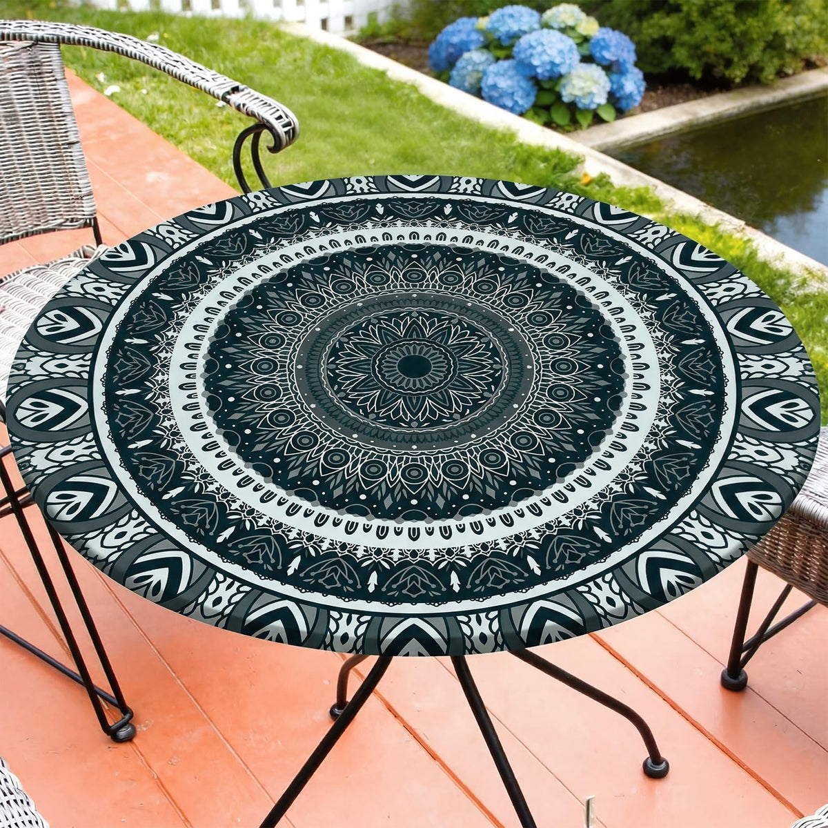MHJY round tablecloth fitted elastic waterproof cover front view