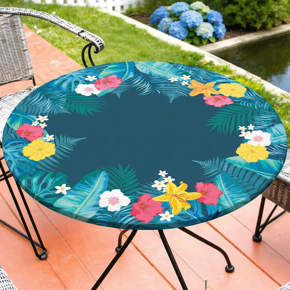 MHJY round tablecloth fitted elastic waterproof cover green red front view