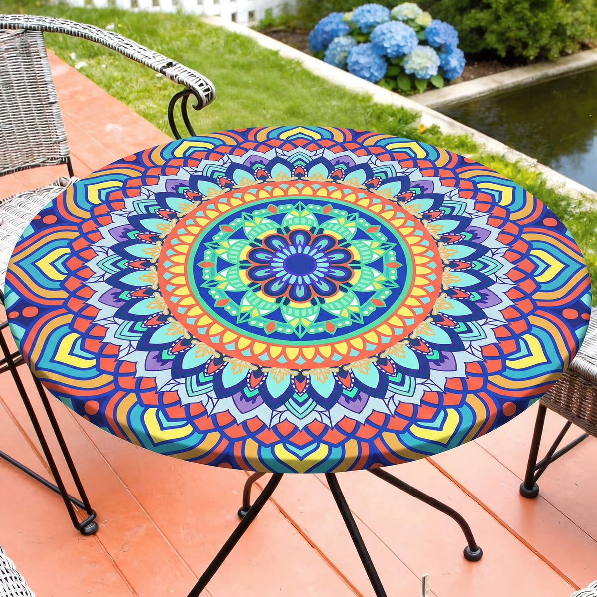 MHJY Round Tablecloth fitted elastic waterproof cover in colorful design
