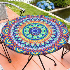 MHJY Round Tablecloth fitted elastic waterproof cover in colorful design