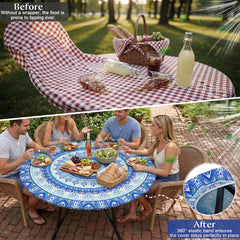 MHJY round tablecloth showing waterproof feature