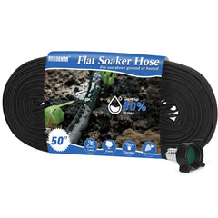MHMHM Flat Soaker Hose 50FT front view with black finish