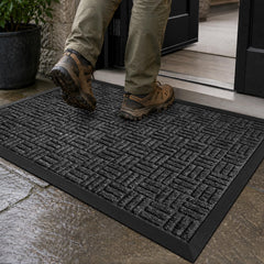 Mibao 36" x 24" outdoor doormat front view in graphite gray