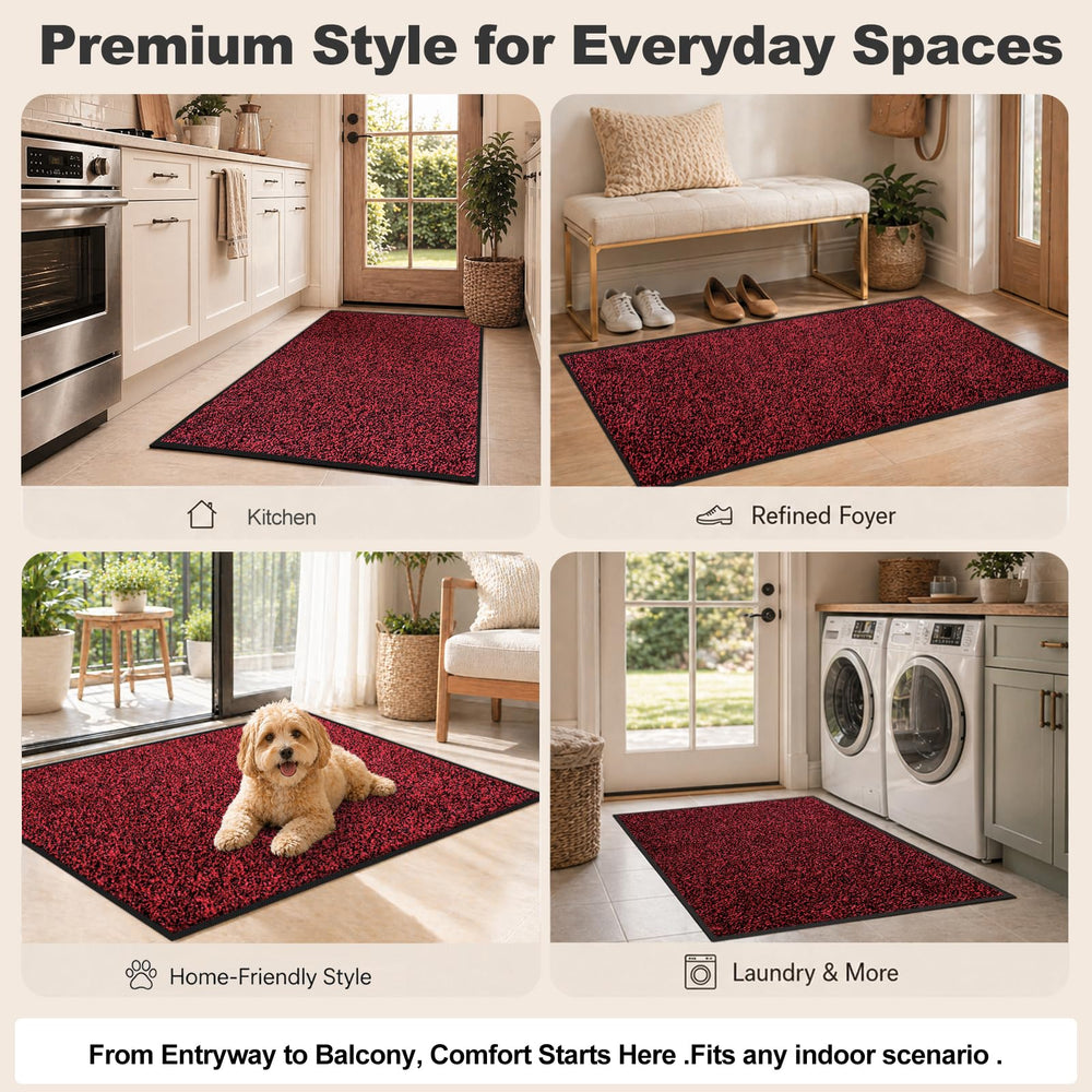 Mibao door mat easy to clean, shown rinsing with hose