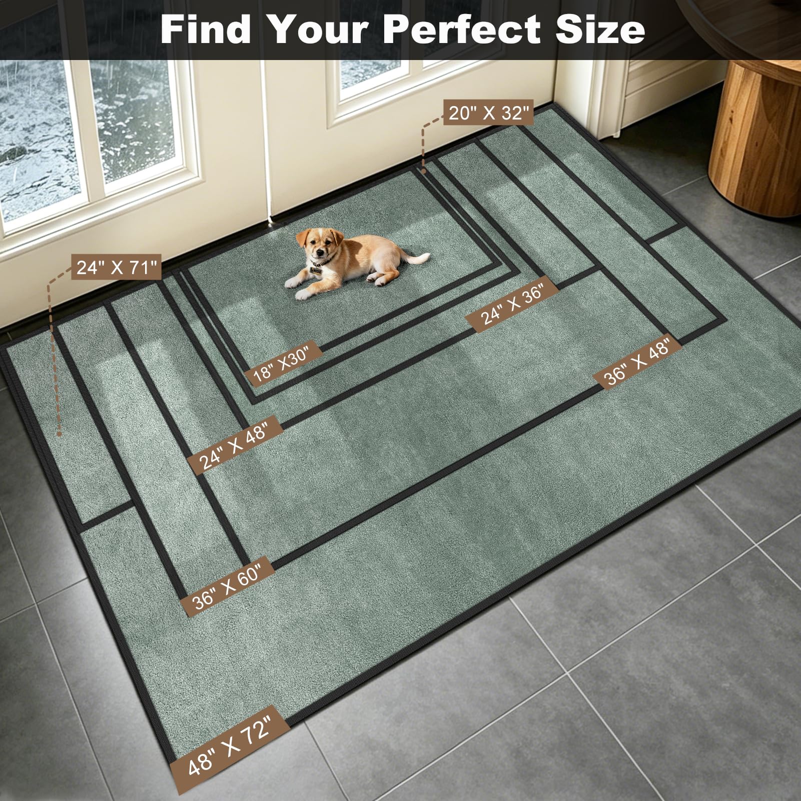 Mibao door mat in entryway, low-profile design