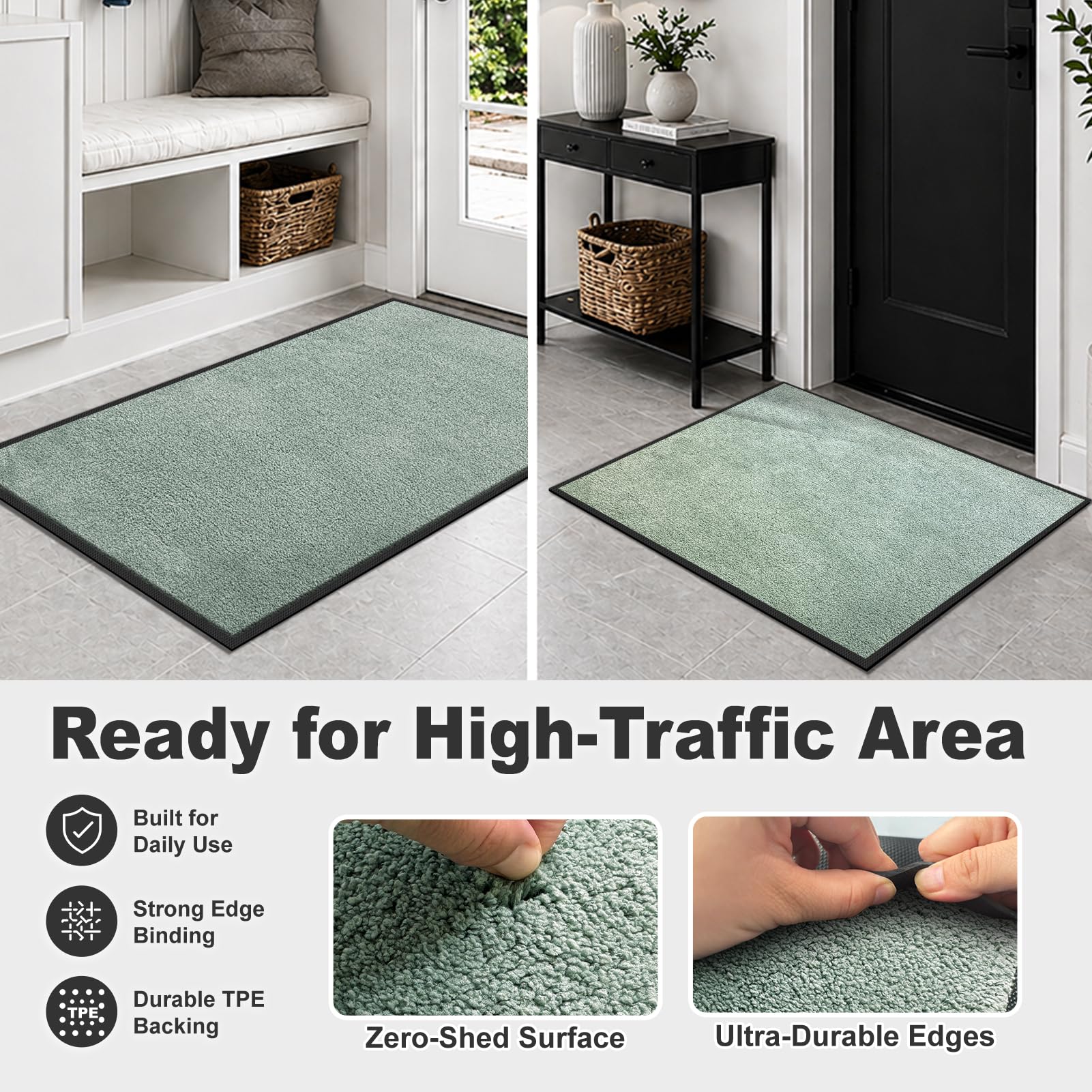 Mibao door mat laid flat without curling