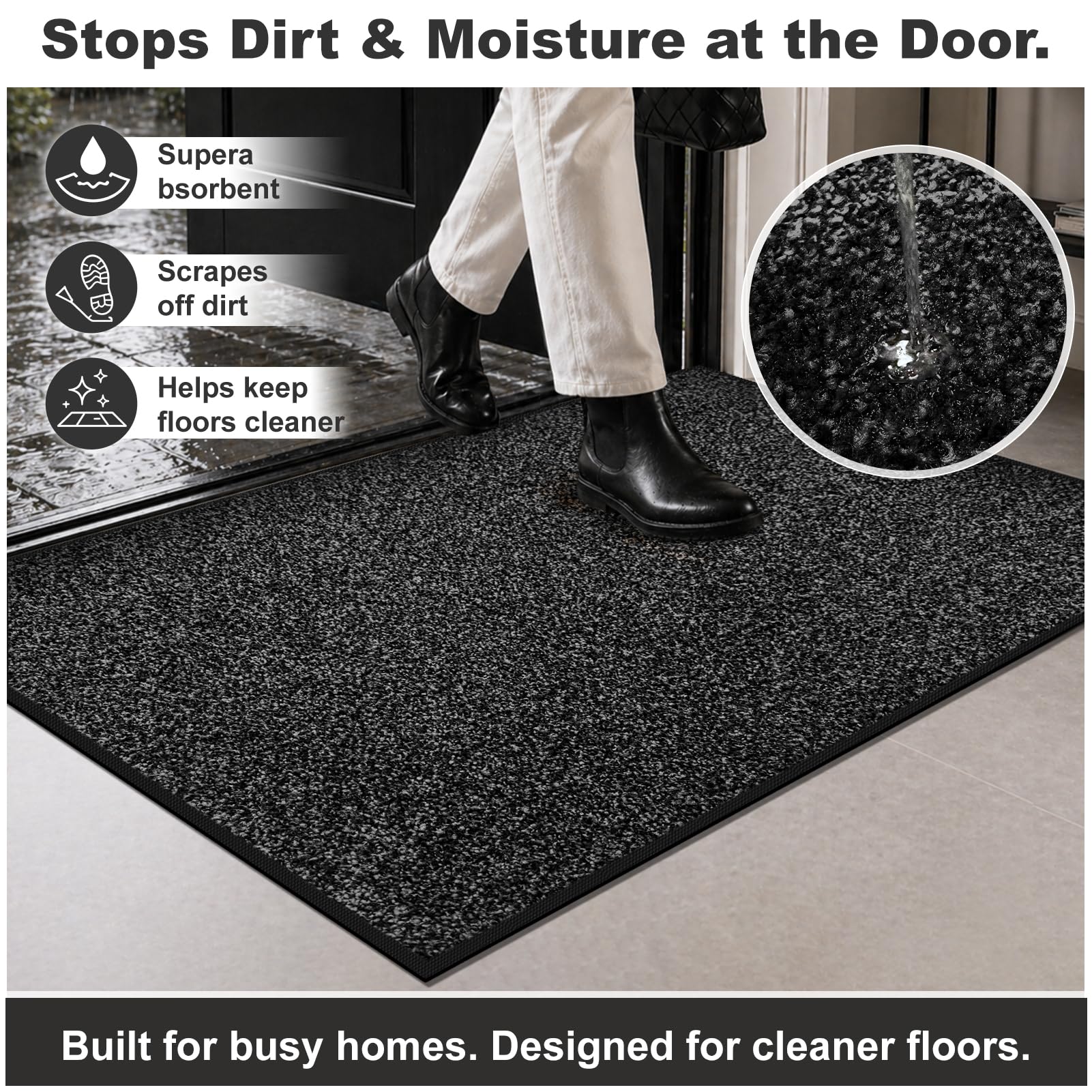Mibao door mat showing anti-slip rubber backing