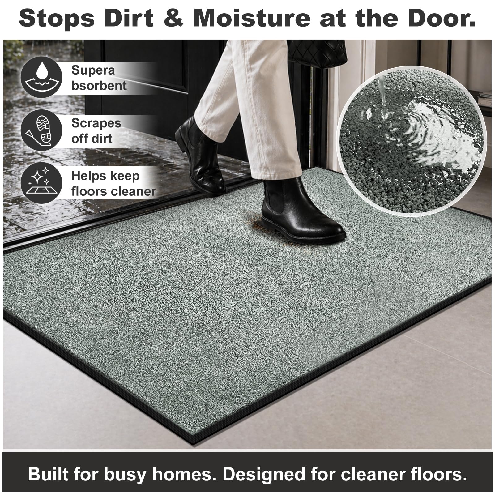 Mibao door mat showing anti-slip rubber bottom
