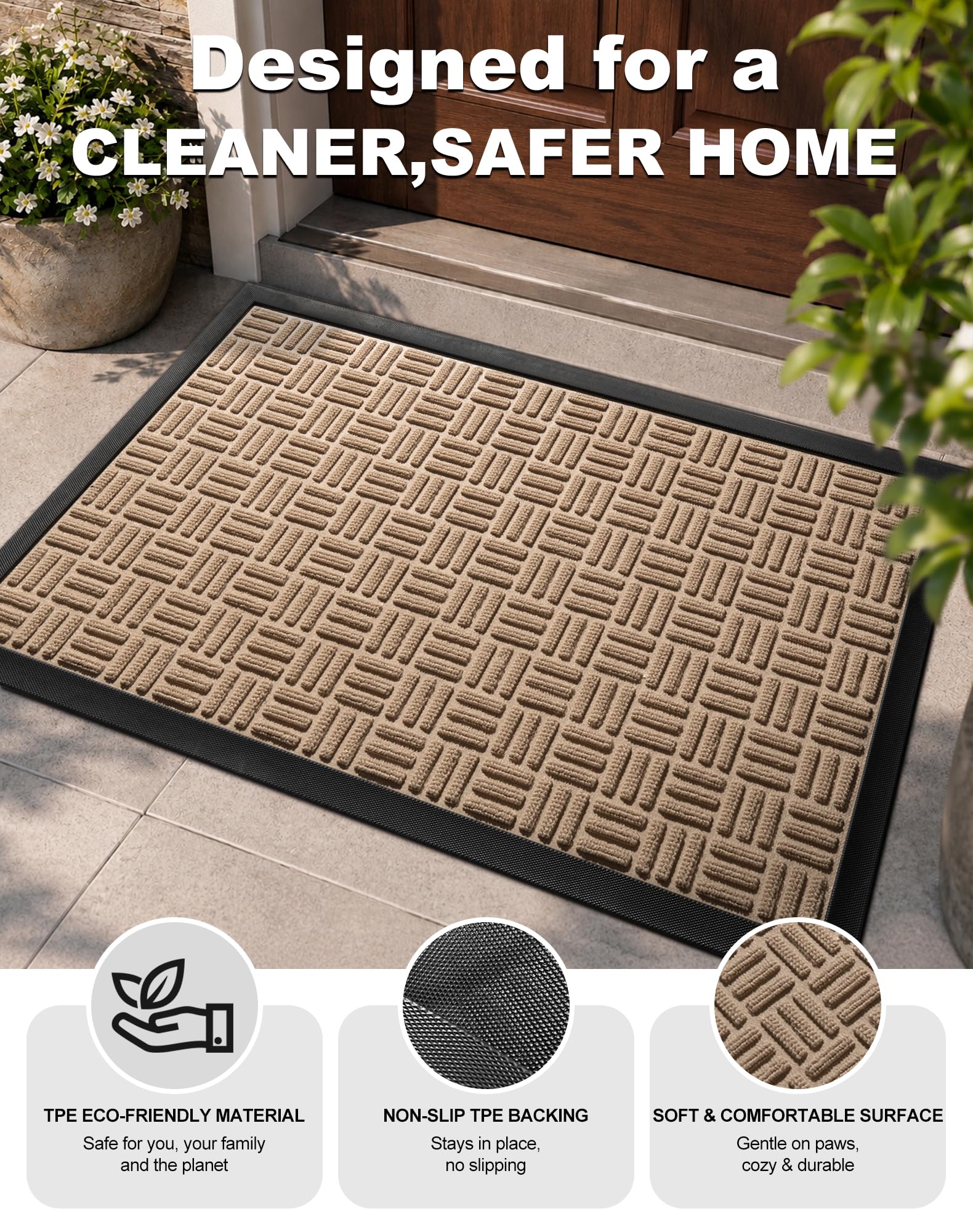 Mibao doormat being cleaned with water