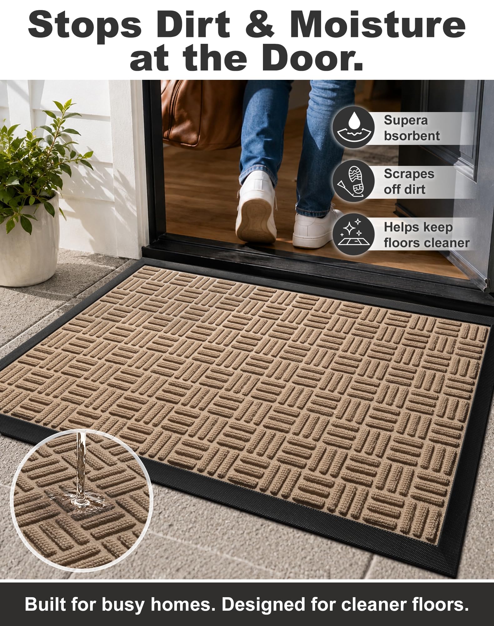 Mibao doormat in outdoor setting with dirt trapped