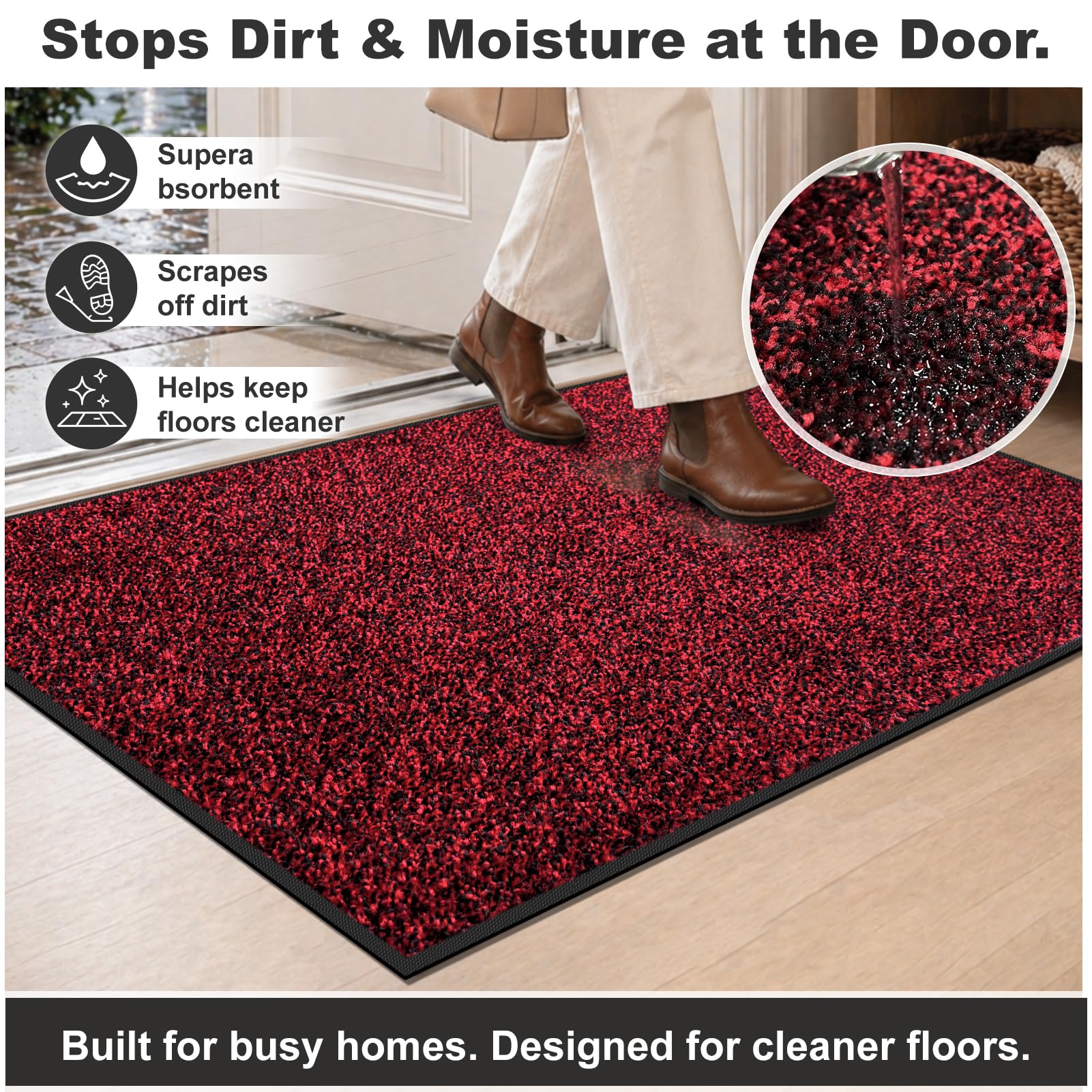 Mibao doormat showing non-slip rubber backing