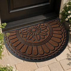 Mibao Half Round Door Mat, Coffee, front view