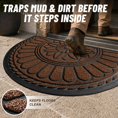 Mibao Half Round Door Mat, Coffee, side view