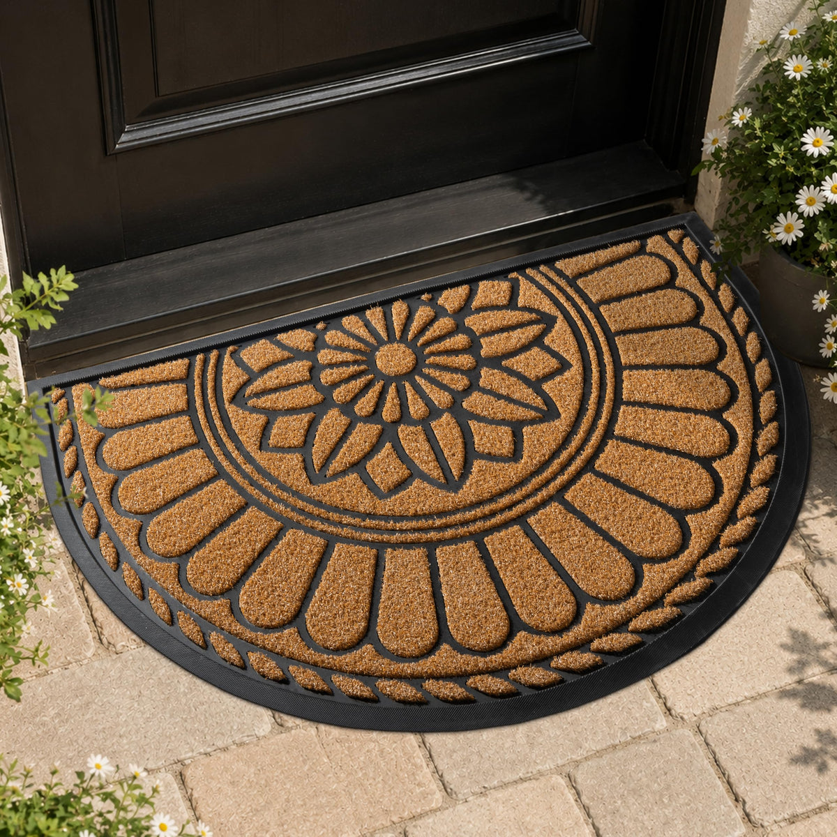 Mibao Half Round Door Mat front view, yellow colour