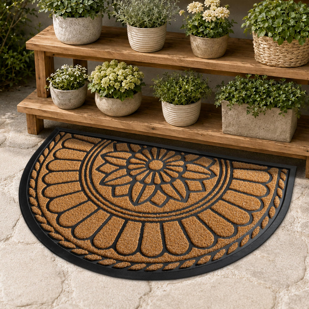Mibao Half Round Door Mat in a garage setting