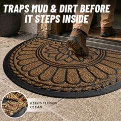 Mibao Half Round Door Mat, rubber backing
