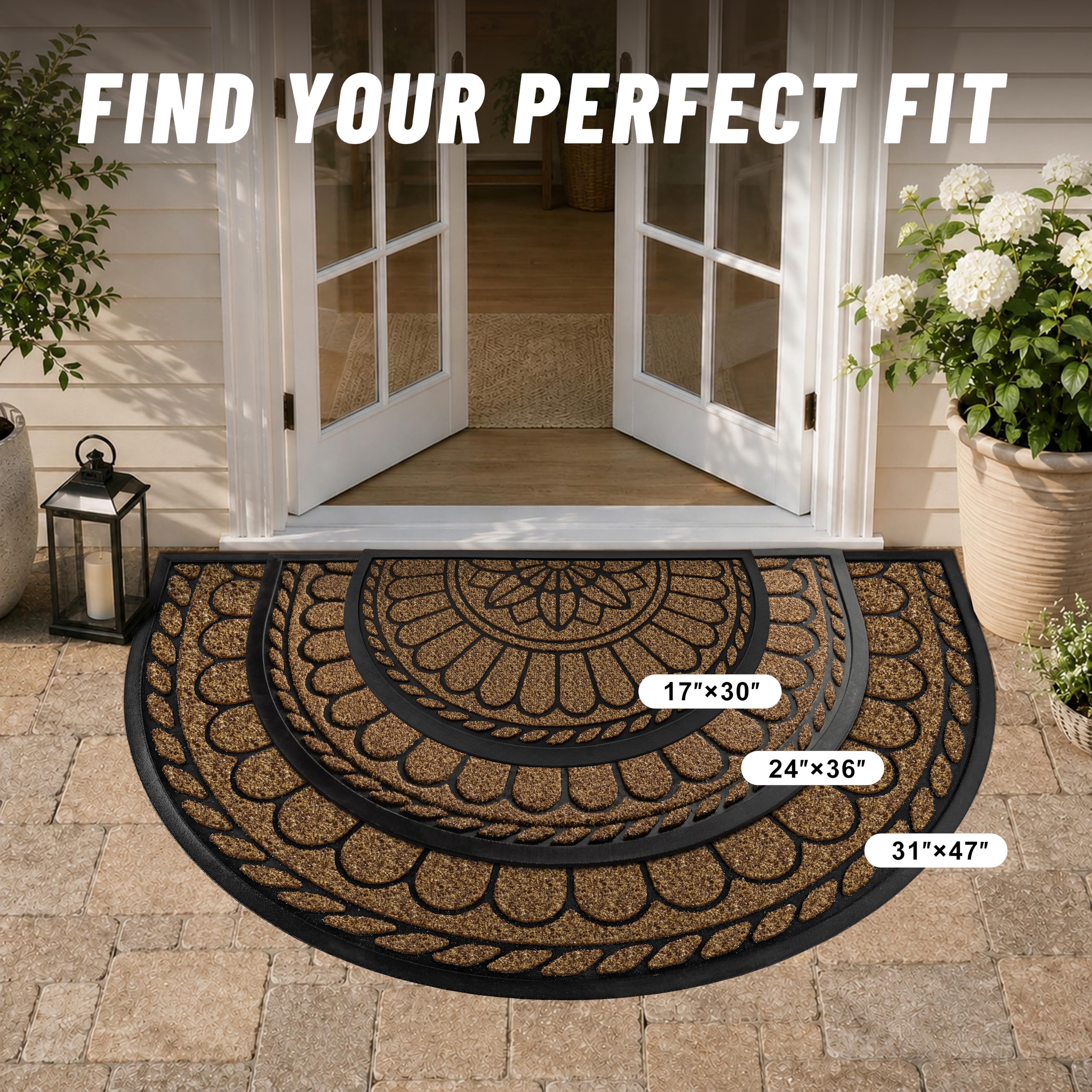 Mibao Half Round Door Mat, showing dirt capture