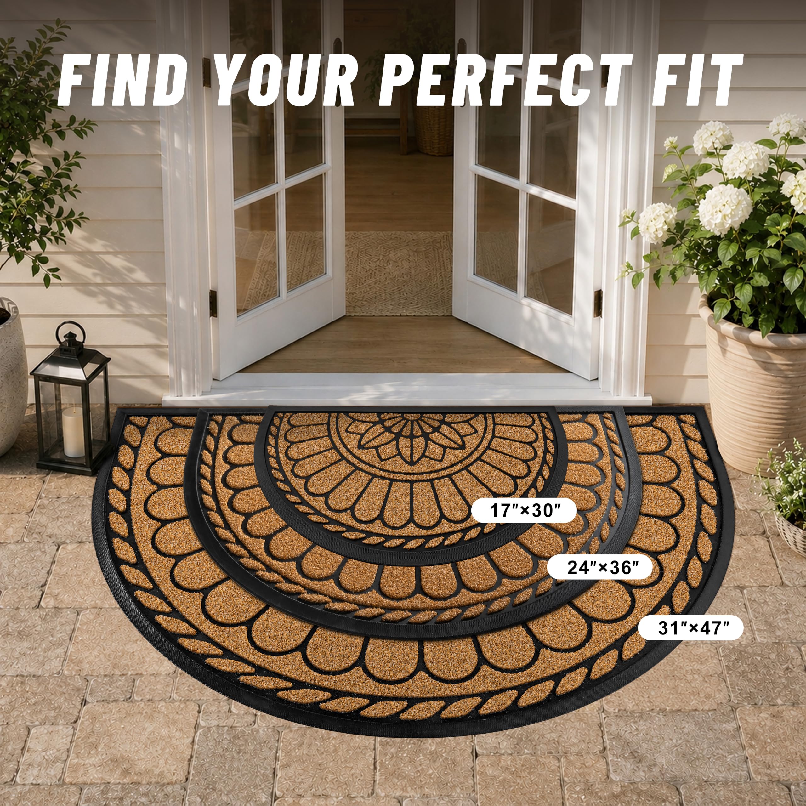 Mibao Half Round Door Mat yellow close-up of texture