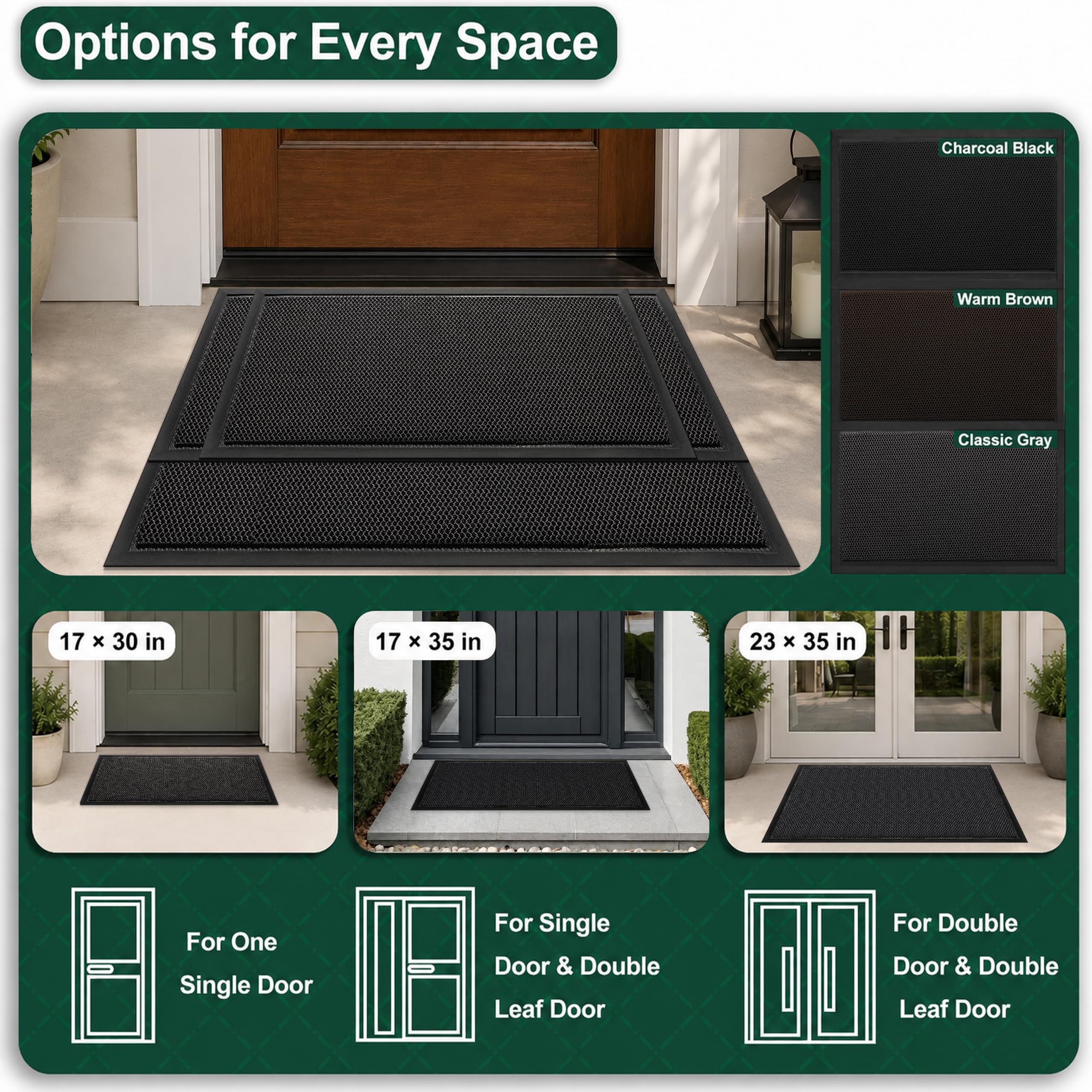 Mibao Heavy-Duty Door Mat packaging and dimensions