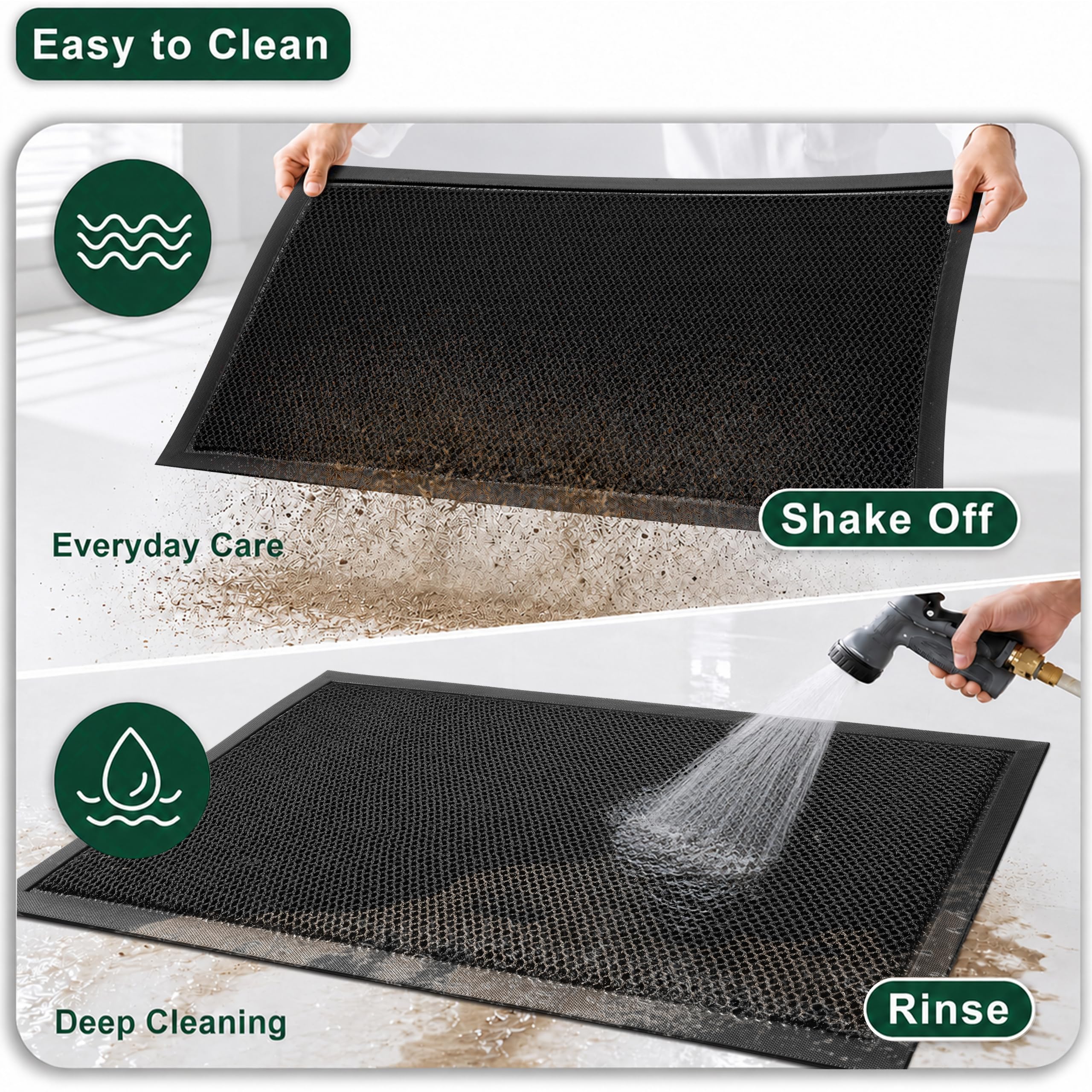Mibao Heavy-Duty Door Mat with debris being trapped