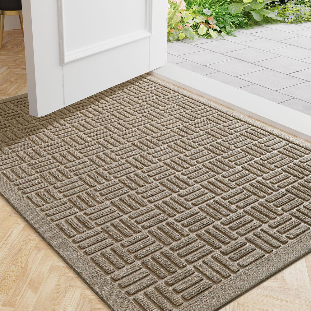 Mibao Heavy Duty Doormat beige rectangular front view