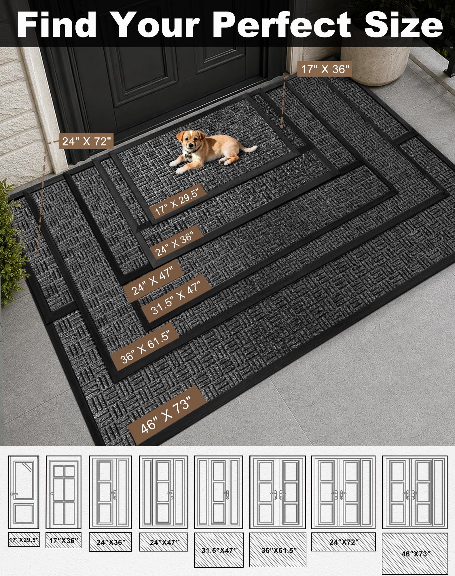 Mibao heavy duty doormat showcasing deep grooves for dirt trapping