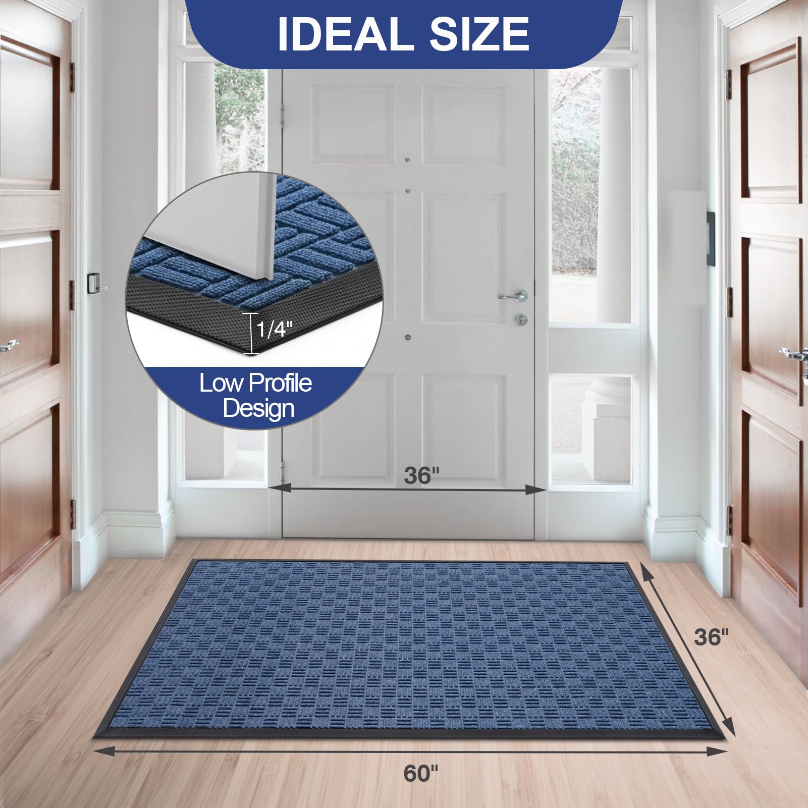 Mibao Heavy Duty Welcome Mat Blue in use at entrance