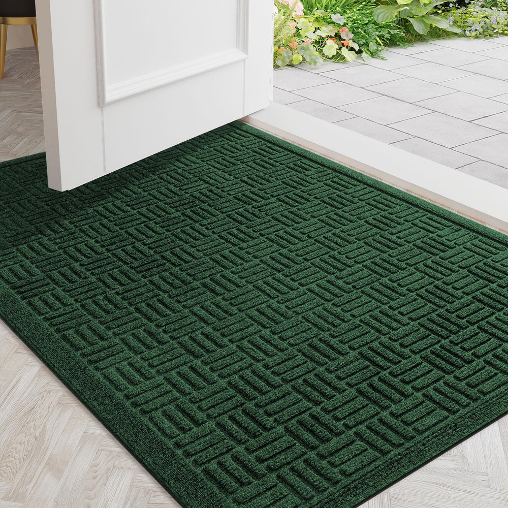 Mibao heavy duty welcome mat front view, green