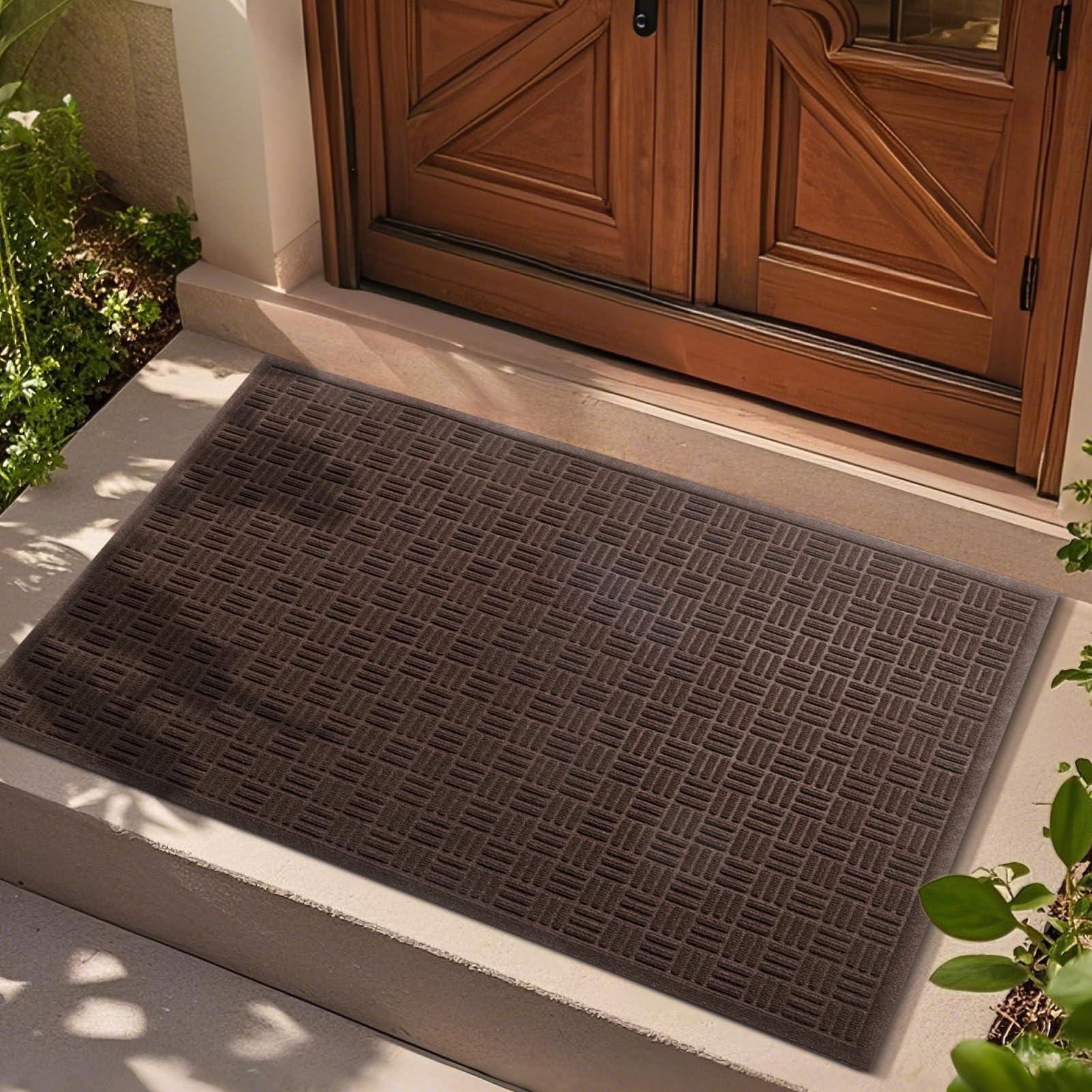 Mibao Heavy Duty Welcome Mat front view in coffee colour