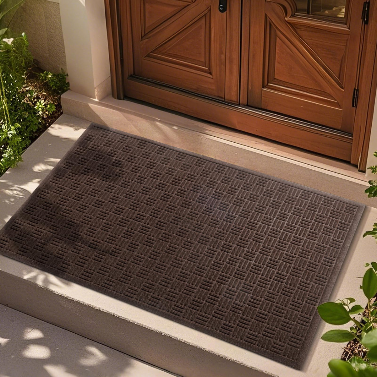 Mibao Heavy Duty Welcome Mat front view in coffee colour