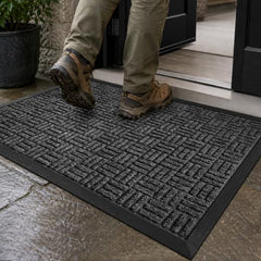 Mibao Heavy Duty Welcome Mat front view in graphite gray