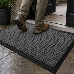 Mibao Heavy Duty Welcome Mat front view in Silver Mist