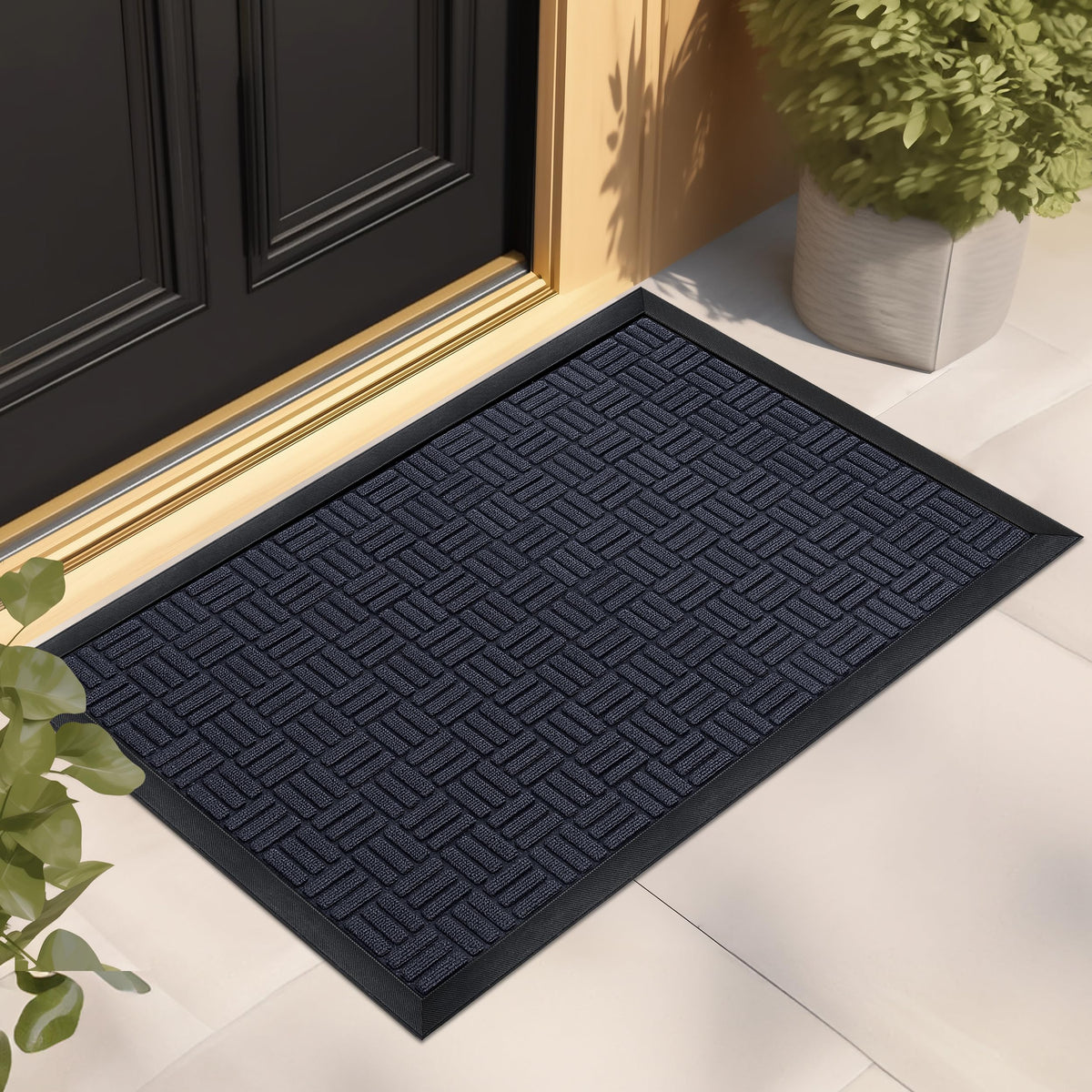 Mibao Heavy Duty Welcome Mat in deep navy front view