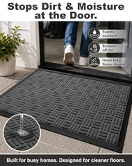 Mibao Heavy Duty Welcome Mat side view with rubber backing
