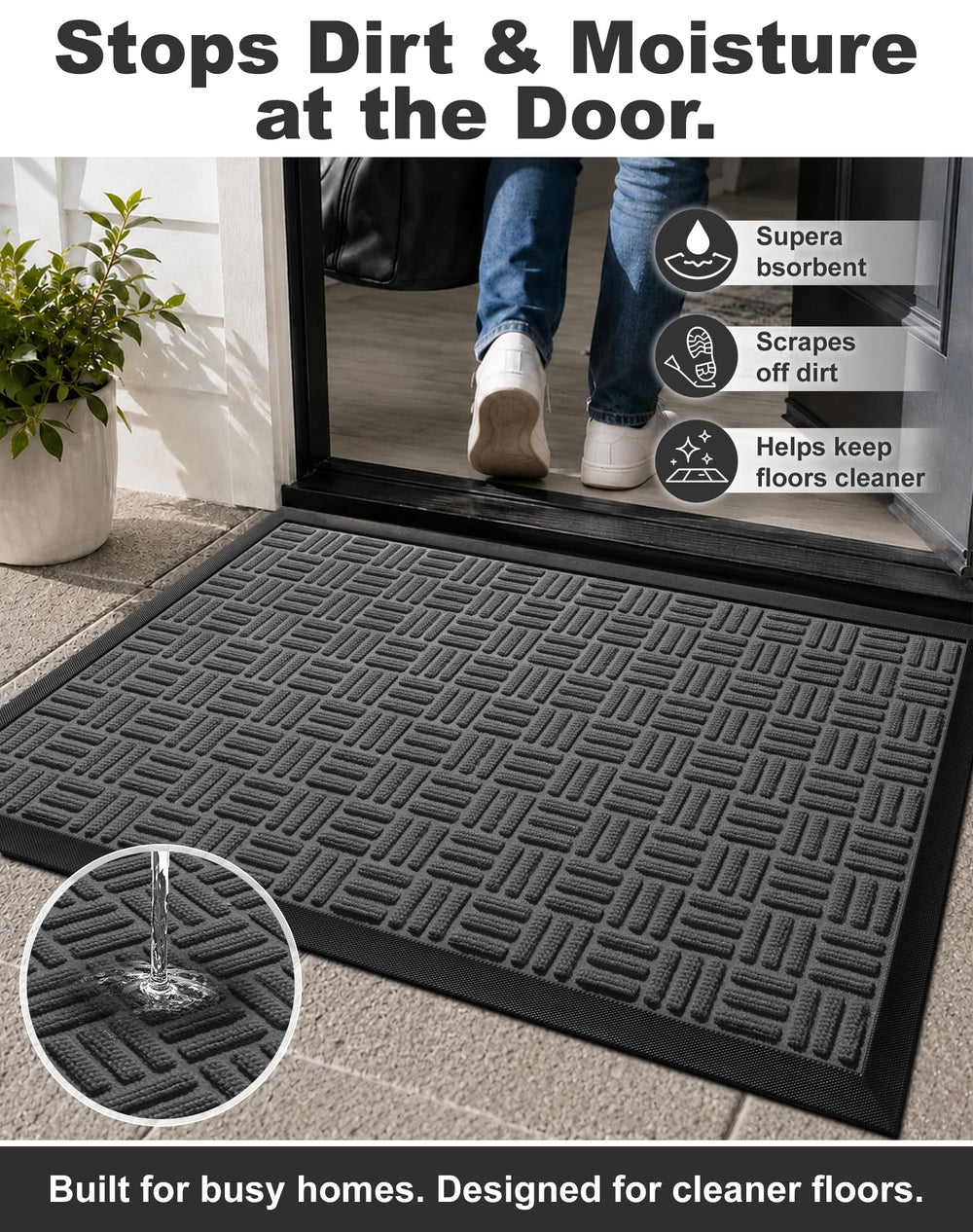 Mibao Heavy Duty Welcome Mat texture close-up